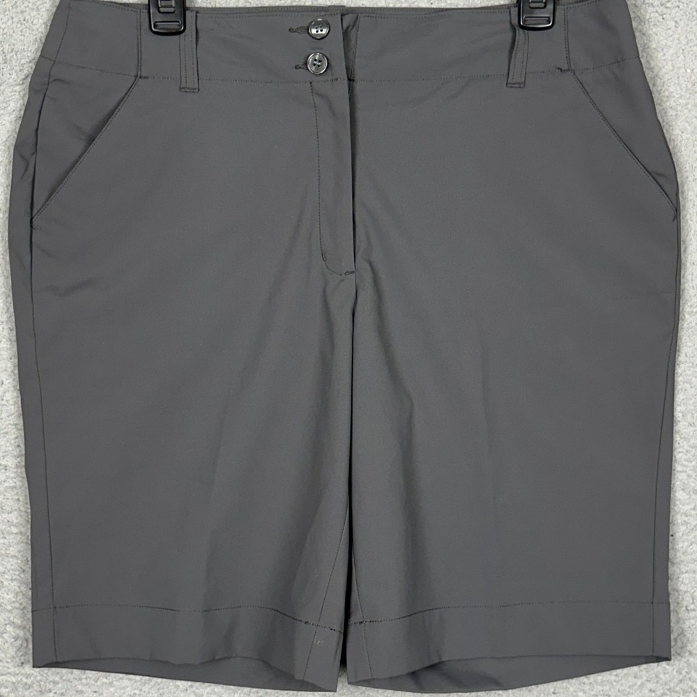 Kate Lord Shorts Women 32 Gray Performance Golf Chino Stretch Flat Front Pockets
